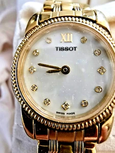 Swiss TISSOT Blue Sapphire Ballade Gold Ladies Watch C218/C318 w/ Box & Papers - Picture 1 of 11