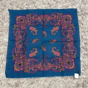 Bandana vintage Wamcraft RN 14193 verde azulado cachemir coqueta cottagecore 21x21 - Imagen 1 de 24