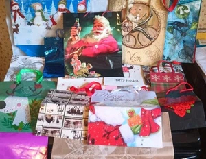 Vntg. Coca~Cola Christmas Bag & 14 More Gift Bags-Christmas &Plain Small to Lrg. - Picture 1 of 14