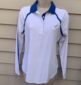 Peter Millar Pullover Womens M White Blue Long Sleeve Polo Top Pullover UPF 50+ - Picture 1 of 14