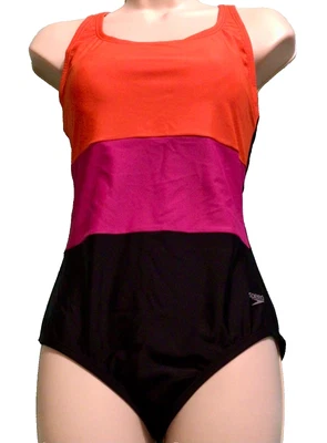 Traje de baño Speedo Ultraback de una pieza naranja picante bloques de color traje de baño mediano Foto 1 de 4