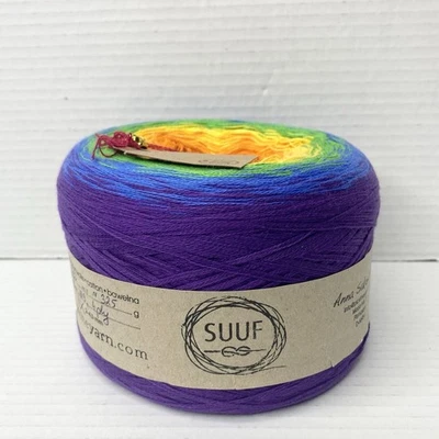 Gradient Yarn Cake 325 gr Cotton Purple Blue Green Yellow Orange Red - Image 1 of 4