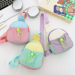 Stitching Color Kids Chest Bag Nylon Crossbody Bag Cute Coin Purse Outdoor - Picture 1 of 11