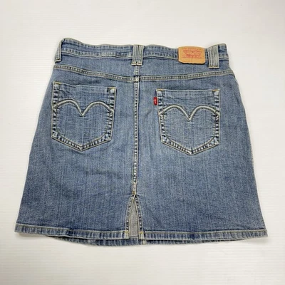 Vtg Levis Womens Denim Skirt 11 Blue Midi Jean Retro Y2K Punk Cowgirl Classic - Image 1 of 4