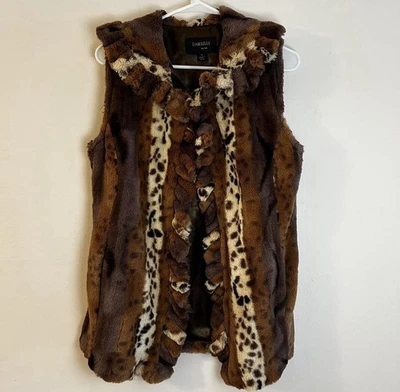 Chaleco de piel con estampado de guepardo DAMSELLE talla pequeña marrón Foto 1 de 4