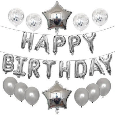 25pcs/set Happy Birthday Balloons Set Foil Letter Balloon Garland Bunting Banner - Image 1 of 4