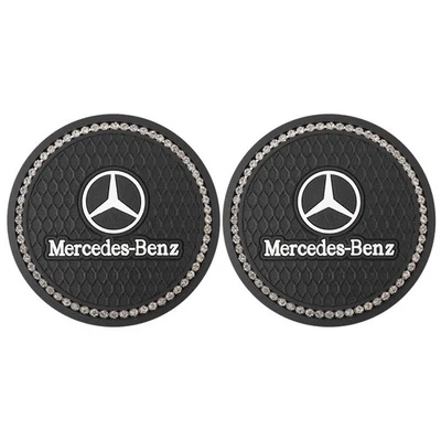 2件装闪亮橡胶汽车水杯支架垫过山车配件适用于梅赛德斯奔驰 — 第 1/2 张图片