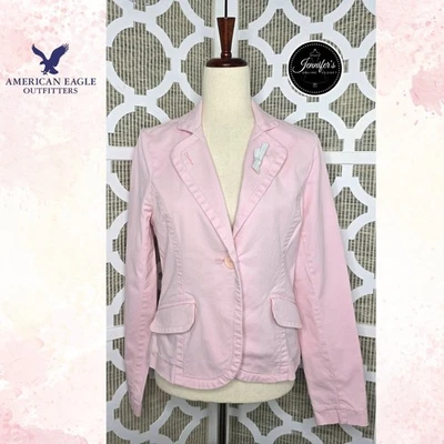 American Eagle Outfitters NWT Light Pink Fitted One Button Blazer Size Medium - Image 1 of 4