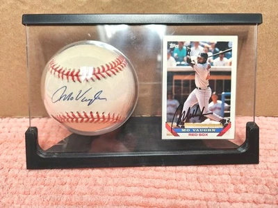 VTG Mo Vaughn AUTOGRAPHED ROALB Baseball & Card w/ Display "DiMag" ESTATE  - Image 1 of 2