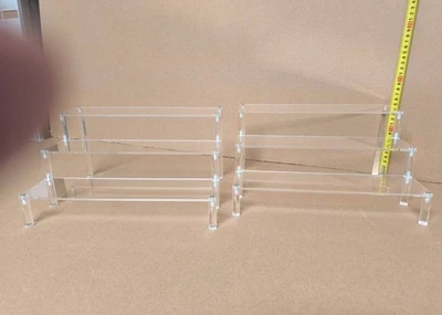 LOT 2 ETAGERES 3 TABLETTE PLASTIQUE PLEXIGLAS ALTUGLAS DESIGN MODERNISTE VITRINE - Photo 1/4