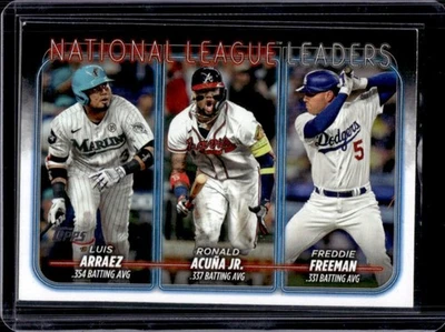 2024 Topps NL Leaders (Luis Arraez Ronald Acuna Jr. Freddie Freeman) #206 - Image 1 of 2