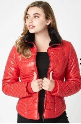 Guess Mujer Puffer Chaqueta Peso Medio Color Rojo XS Abrigo Foto 1 de 4