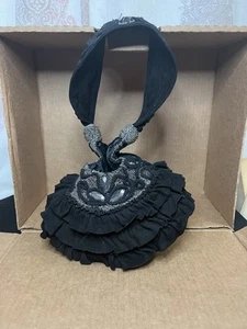 Mary Frances tiered Ruffle designer black Handbag Beaded Vintage - Picture 1 of 10