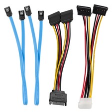 SATA III Locking Latch Data Cable + Power Cord + Molex to SATA Split Power Wire