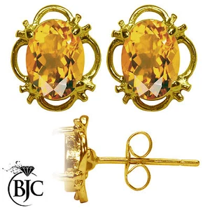 9ct Oro Amarillo Natural Citrino Individual Tuerca Filigrana Pendientes Ru Hecho - Imagen 1 de 5