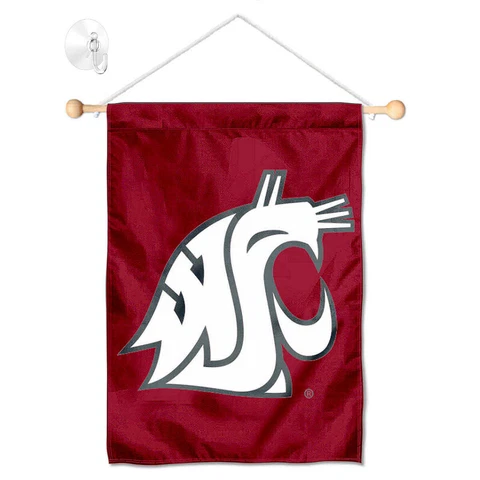 Washington State Cougars Banner Window Hanging with Suction Cup Cover