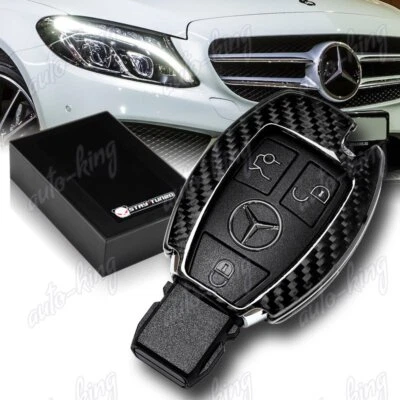 For Mercedes-Benz E320/350/500 AMG Real Carbon Fiber Remote Key Shell Cover Case - Image 1 of 4