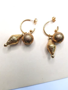 Dangle Drop Earrings Orient Gold Tone Pierced Statement Fashion Fortune Teller - Picture 1 of 4