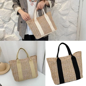 Women Boho Wicker Handbag Bag Tote Beach Straw Woven Summer Rattan Basket Bags - Picture 1 of 13