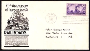 US 1944 Transcontinental Railroad (922) . First Day Cover . Anderson Cachet - Picture 1 of 1