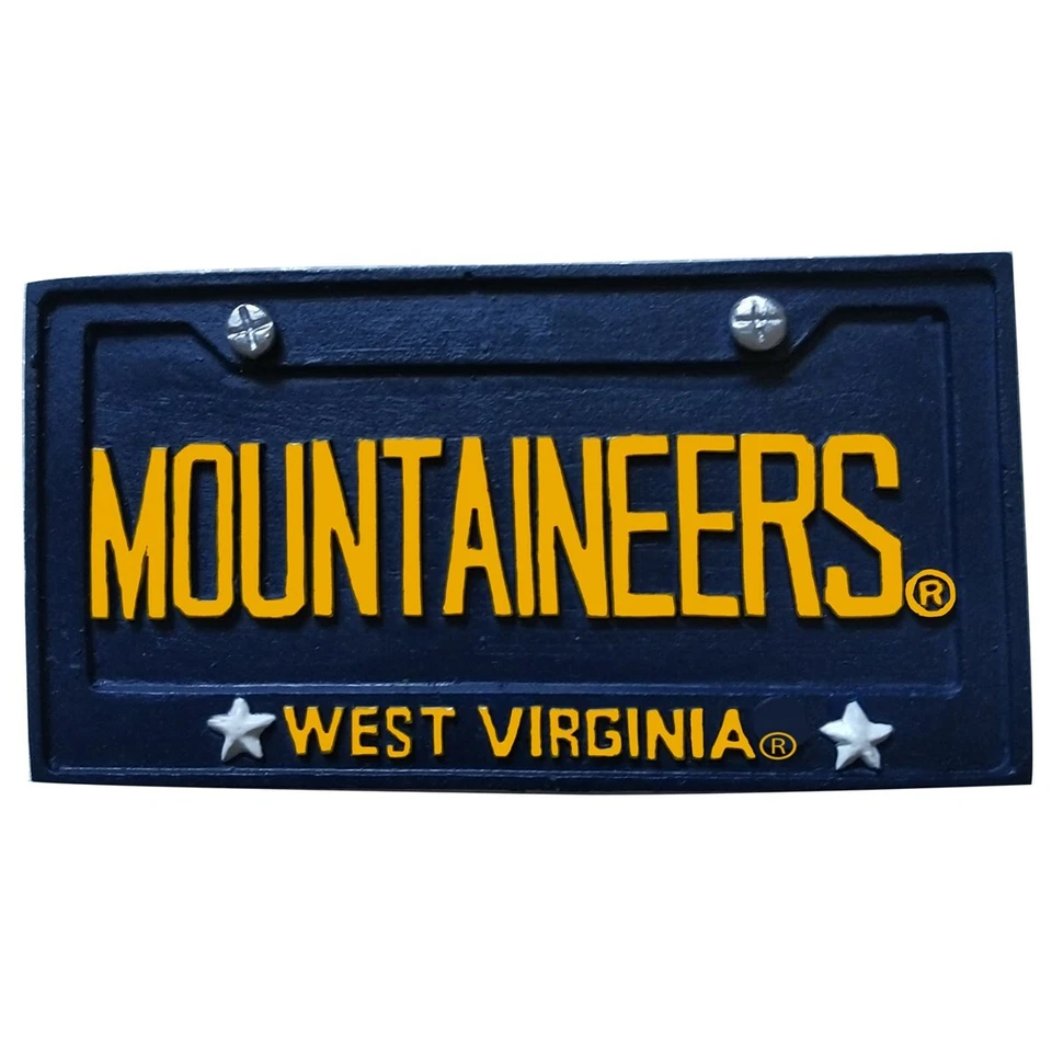 WEST VIRGINIA MOUNTAINEERS LICENSE PLATE CHRISTMAS ORNAMENT 3" - Image 1 of 1