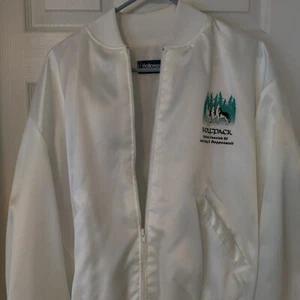 John Kay und Steppenwolf Fan Club weiße Satinjacke Größe L. Nagelneu Selten - Bild 1 von 5