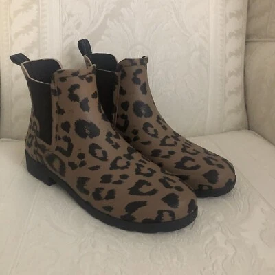 Bota Chelsea Original Hunter Estampa de Leopardo, Botas de Chuva, Feminina 6 Nova - Imagem 1 de 4