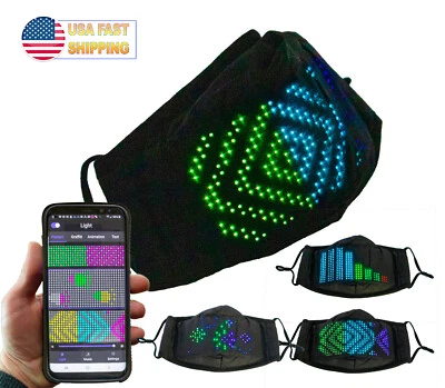 Máscara Facial LED Bluetooth 7 Colores APP Programable USB Recargable Halloween Navidad Foto 1 de 4