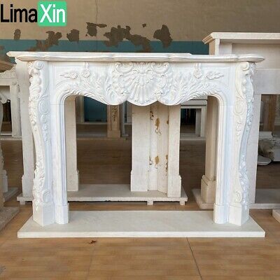 Hand Carved French Style Louis XVI White Marble Fireplace Mantel,marble Mantle • 3,338.79$