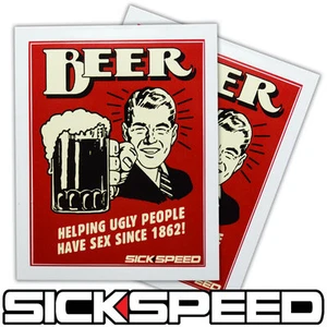 2PC BEER DRINKING UGLY PEOPLE VINYL STICKER DECAL STICKERBOMB BOMB FUNNY LOT B - Picture 1 of 1