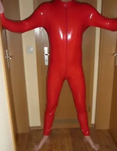 Latex Rubber Catsuit Cosplay Red Suit catsuit handmade Masquerade Tights 0.4mm - Picture 1 of 1