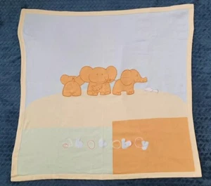 Coperta Prenatale Francia 90x90cm Lavorata a Maglia bambino elefante blu giallo verde arancione - Foto 1 di 8