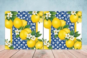 Juego de 2 azulejos de pared de mayólica de limón de cerámica italiana para decoración de paredes - Imagen 1 de 3
