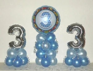 3rd BIRTHDAY - FOIL BALLOON DISPLAY 3 PACK - TABLE DECORATION - No Helium Needed - Picture 1 of 1