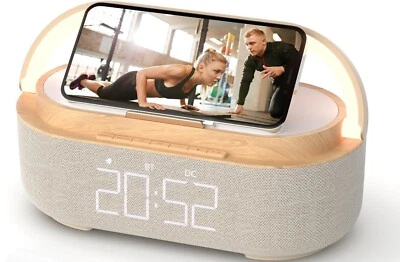 Bluetooth Speaker with Radio, 15W Fast Wireless Charger, FM Radio, Bedside Light - Image 1 of 4