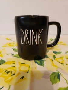 Rae Dunn DRINK Mug Coffee Tea Mug Matte Black By Magenta - Picture 1 of 4