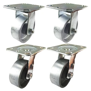 Rueda de rueda de acero de 4"" x 1-1/2"" - 2 giros y 2 rígidos - Imagen 1 de 9
