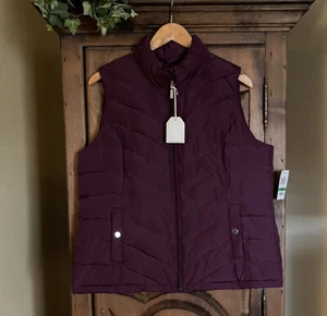 NWT Charter Club Women’s Large Zip Front Lucy Puffer Vest Napa Vineyard - Picture 1 of 8