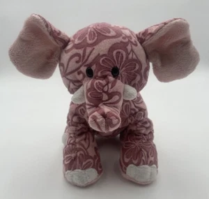 Ganz Webkinz Batik Elephant Plush Stuffed Animal HM458 Pink With Floral Print - Picture 1 of 8