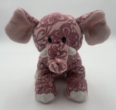 Ganz Webkinz Batik Elephant Plush Stuffed Animal HM458 Pink With Floral Print - Image 1 of 4