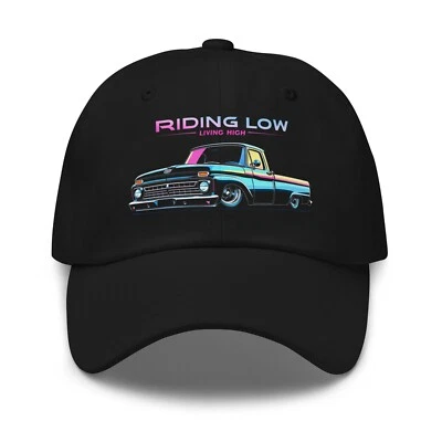 1965 F100 Dad Hat – Retro Lowrider Truck Cap with Riding Low Living High Design - Image 1 of 4