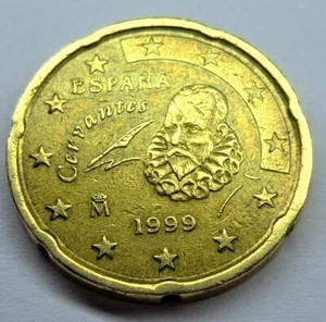 1999 Espana (Spain) 20 Euro Cent Coin Cervantes In Good Condition - Picture 1 of 2
