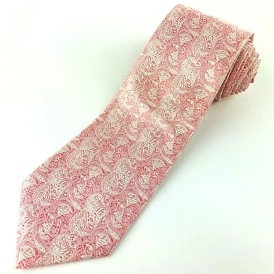 Laurant Bennet Mens Tie Pink Paisley Like Pattern Hand Made Necktie - Image 1 of 4