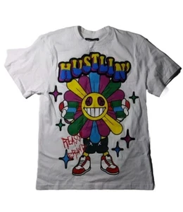 Men’s Reason 100% Authentic T-shirt Size Medium Multicolor Hustlin White Flower - Bild 1 von 5