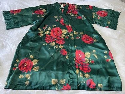NUEVO CON ETIQUETAS Vintage CONJUNTO Solange Satén Esmeralda Kimono Bata Y Vestido Talla 22/28~ 2XL. Foto 1 de 4
