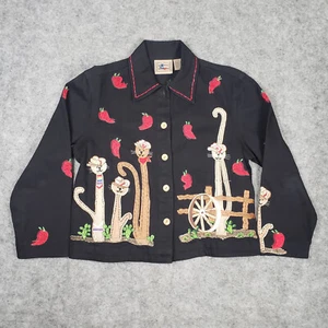 Giacca vintage Don't Mess With Texas donna piccoli gatti western peperoni denim - Foto 1 di 10