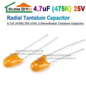 Radialer Tantalkondensator, 4,7 uF (475 K), 25 V, ±10 %, 2,54 mm Anschlussabstan - Picture 1 of 5