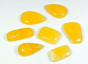 227Cts. Natural Yellow Lace Agate Mix Cabochon Loose Gemstone 07 Pcs Lot w156