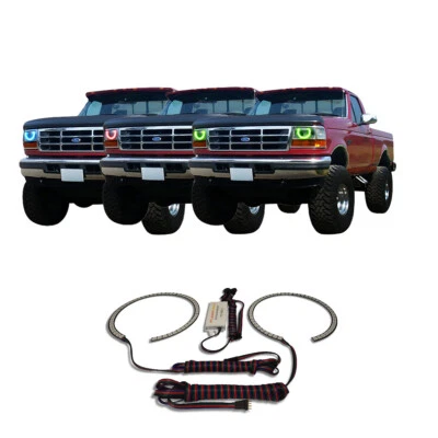 Kit de halo de faros RGB multicolor CHS para Ford F-150 92-96 Foto 1 de 4