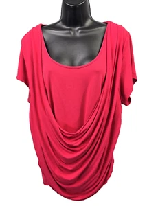 Coldwater Creek Deep Cowl Women's Plus Short Sleeve Red Short Sleeve Shirt 1X - Picture 1 of 10